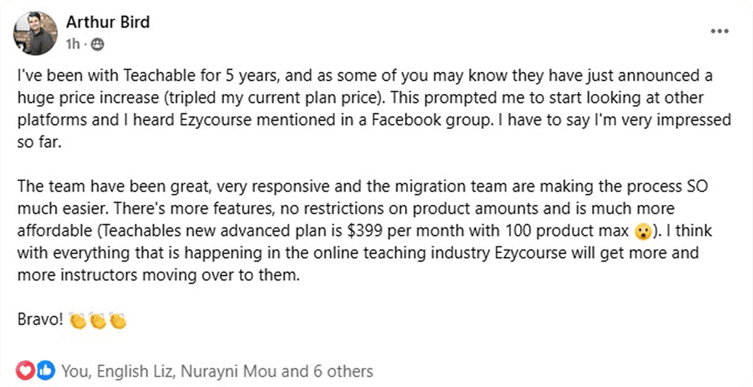 ezycourse comment
