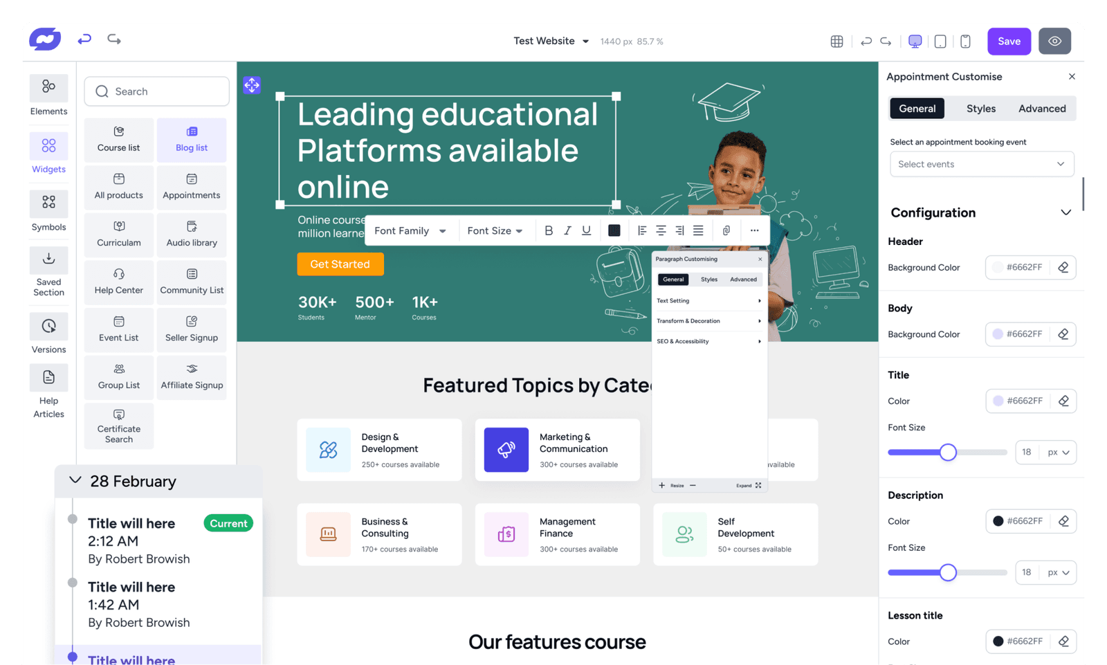 EzyCourse Feature preview