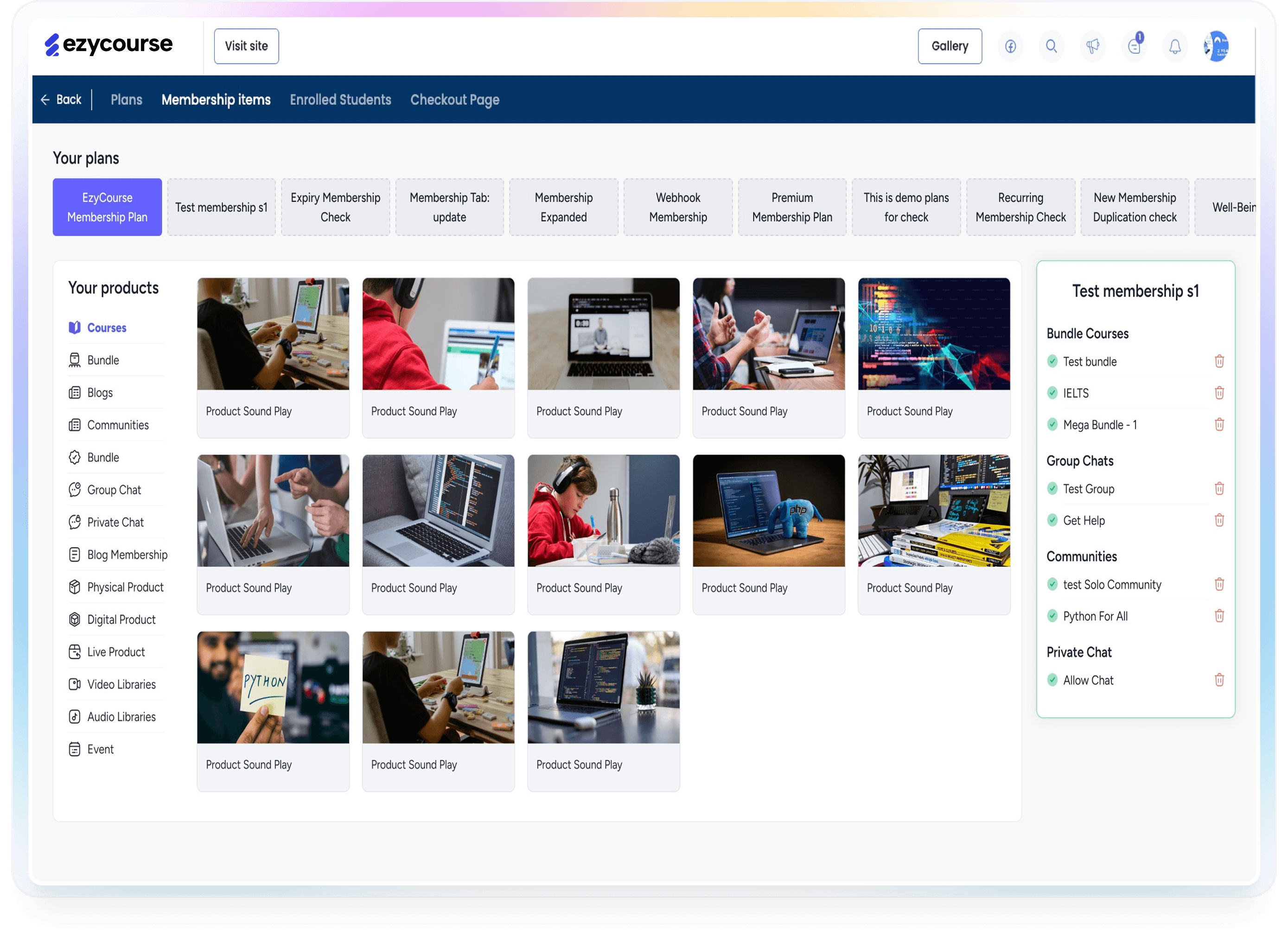 EzyCourse Membership preview