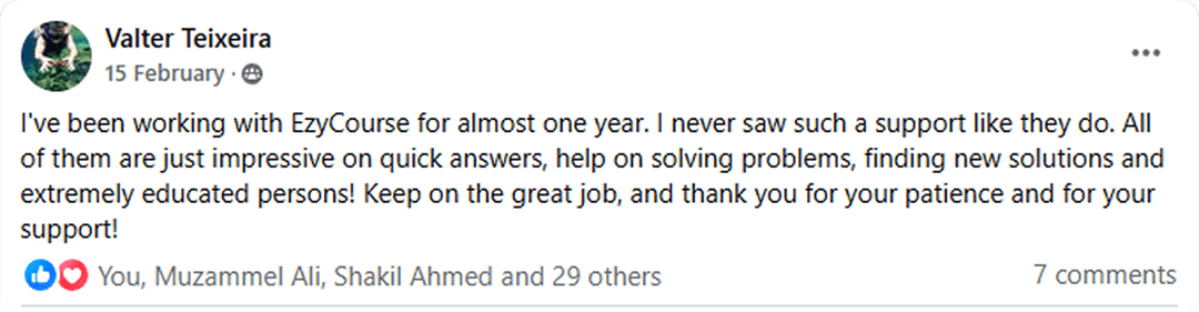 ezycourse comment
