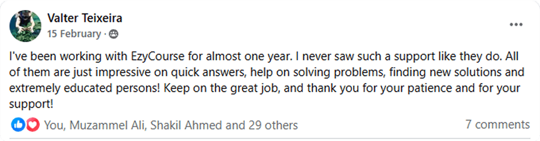 ezycourse comment
