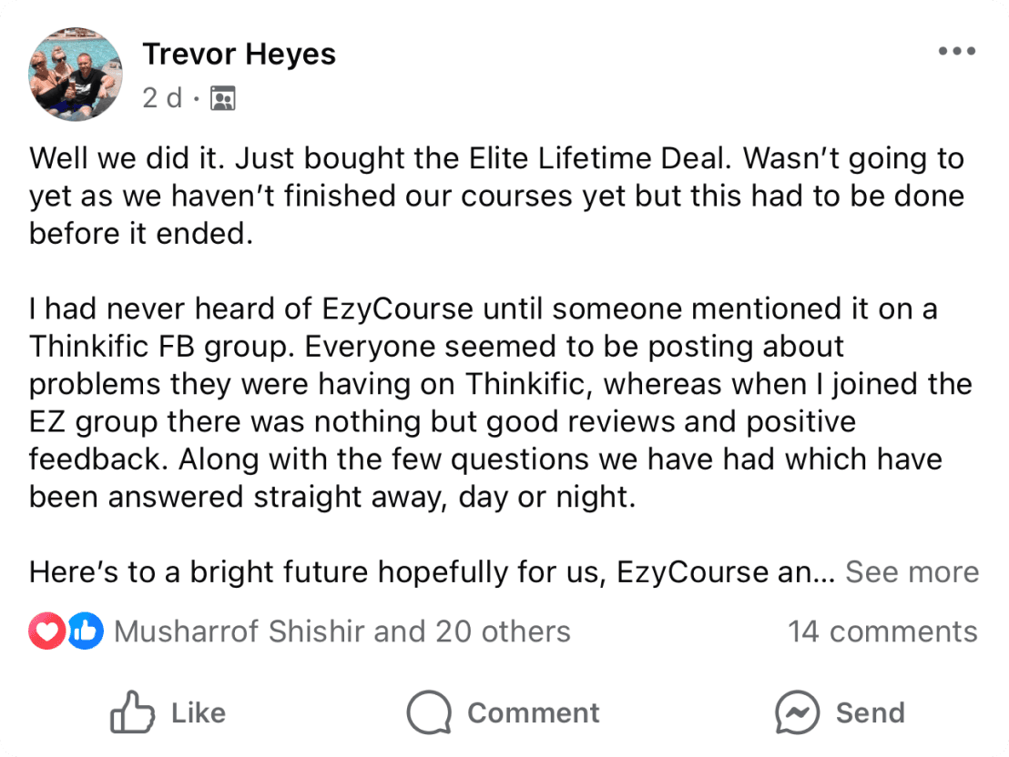 Testomonial of Ezycourse