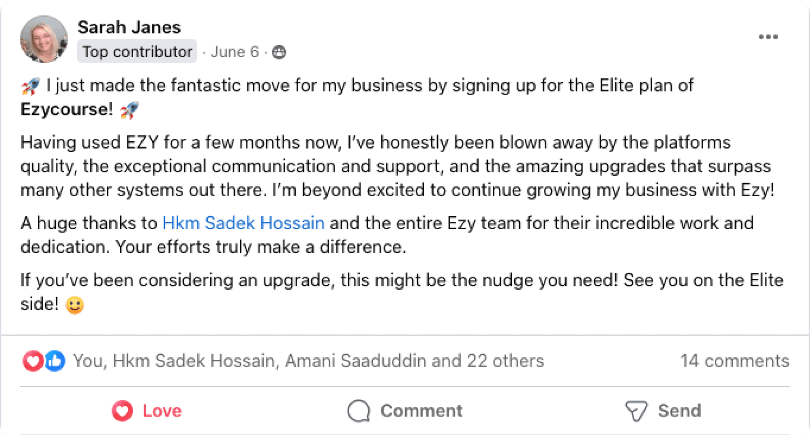Testomonial of Ezycourse